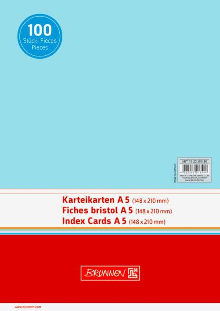 BRUNNEN Karteikarte A5 unlin bl 100St