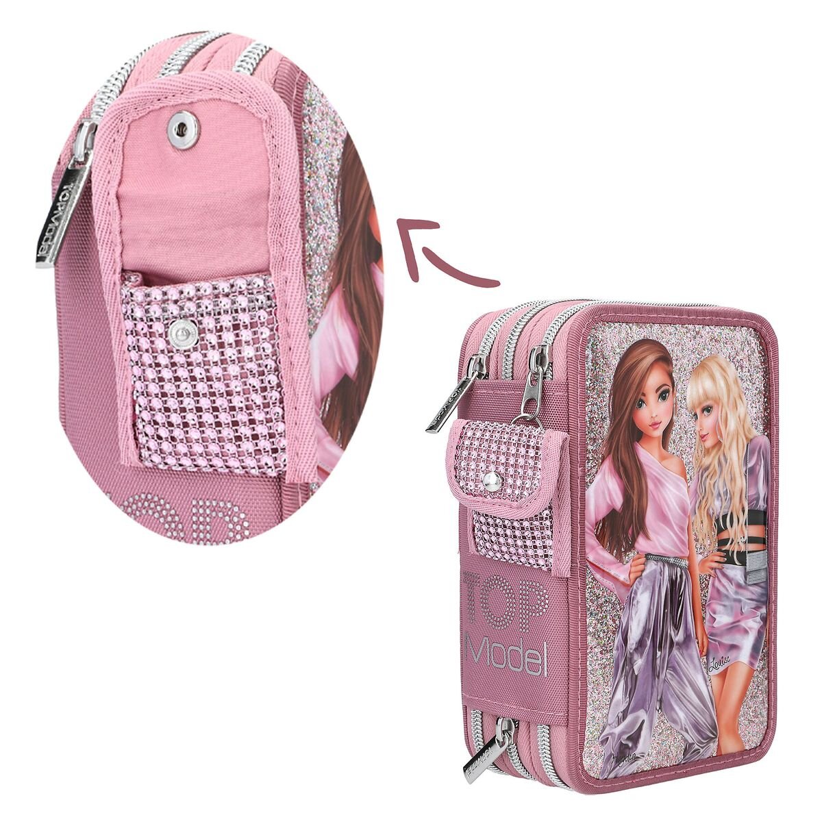 Depesche TOPModel 3-Fach Federtasche mit Glitzer GLITTER QUEEN