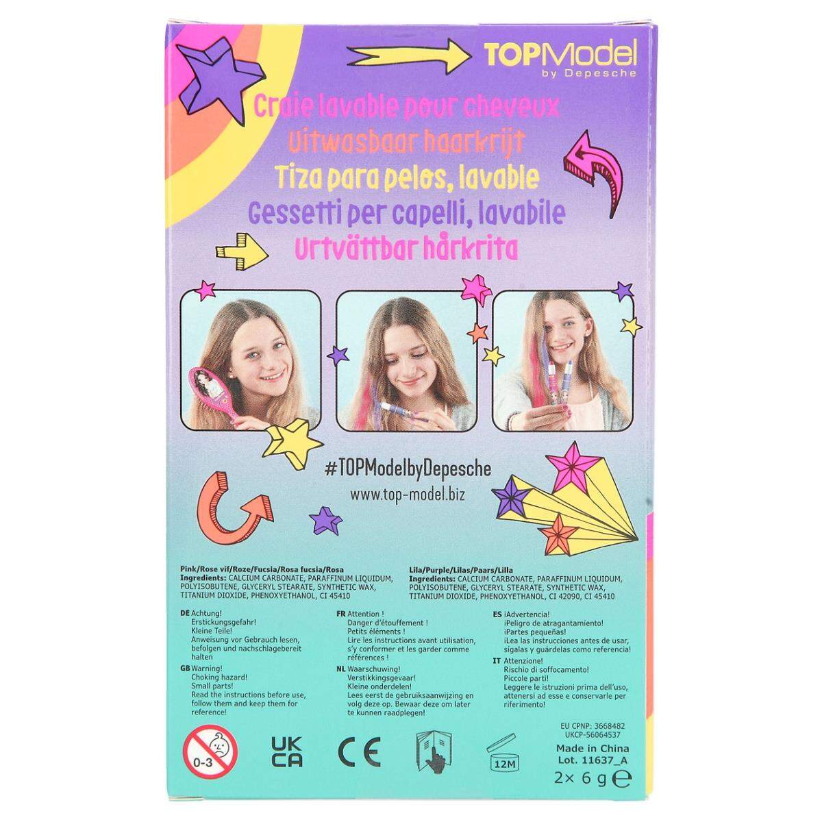 Depesche TOPModel Haarkreidestifte, 1 Packung mit 2 Stiften, 2-fach sortiert