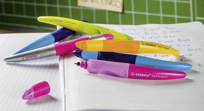 Ergonomischer Tintenroller für Rechtshänder - STABILO EASYoriginal in limette/grün - Einzelstift - Schreibfarbe blau (löschbar) - inklusive Patrone
