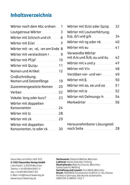 Hauschka Verlag Mein Übungsheft Rechtschreiben 2. Klasse, A5-Heft