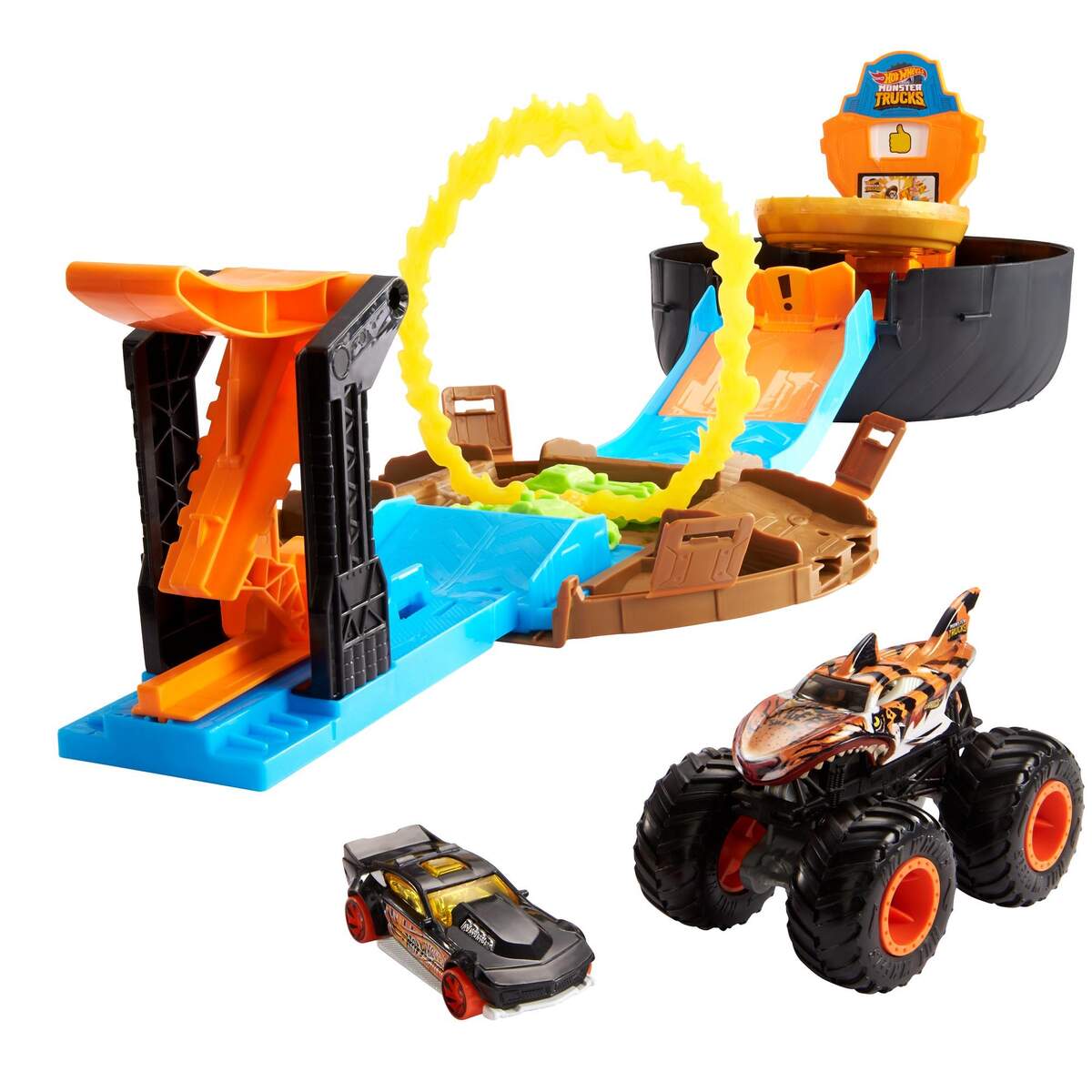 Hot Wheels Monster Truck Stunt-Reifen-Spielset inkl. 2 Spielzeugautos