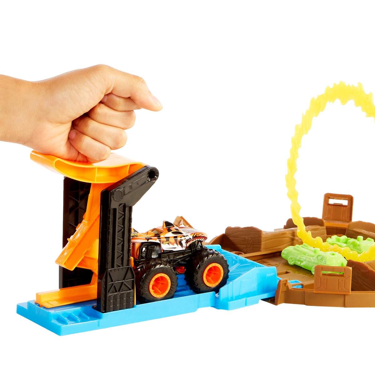 Hot Wheels Monster Truck Stunt-Reifen-Spielset inkl. 2 Spielzeugautos