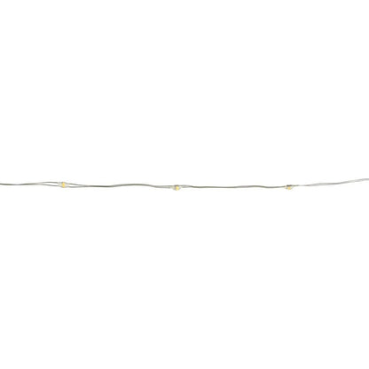 Idena 30er LED Micro-Lichterkette, warmweiß, für innen, batterieb., silberner Draht, Timer