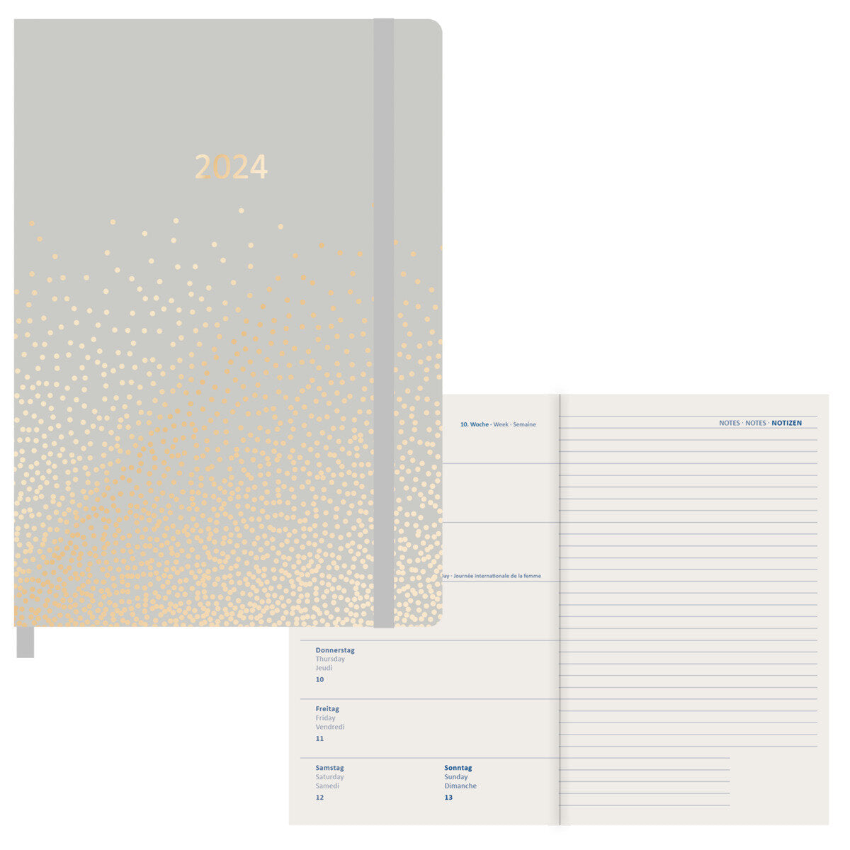 Idena Agenda A5 2024 Sparkle grau FSC-Mix