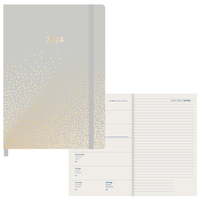 Idena Agenda A5 2024 Sparkle grau FSC-Mix