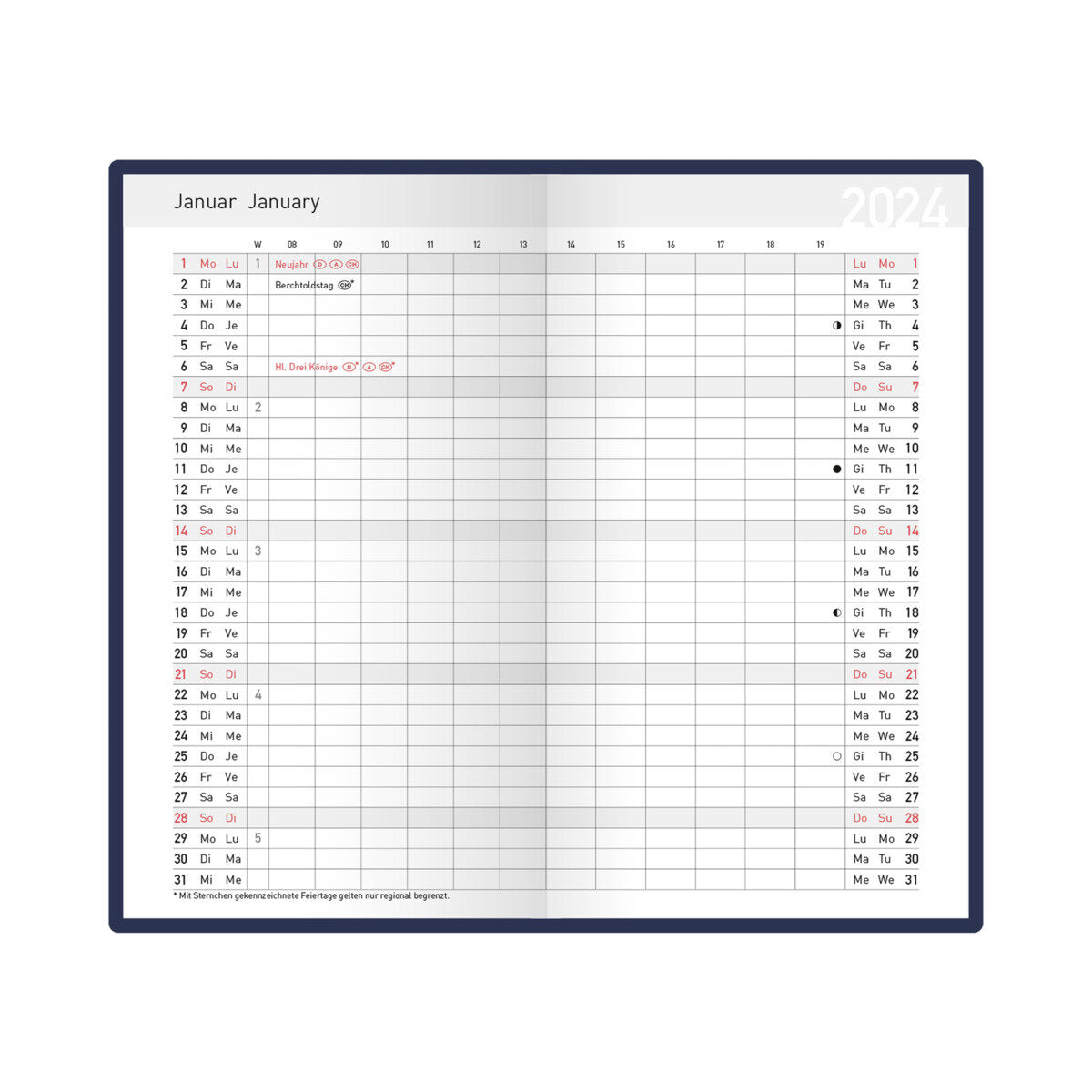 Idena Taschenplaner 2024 classic blau FSC-Mix
