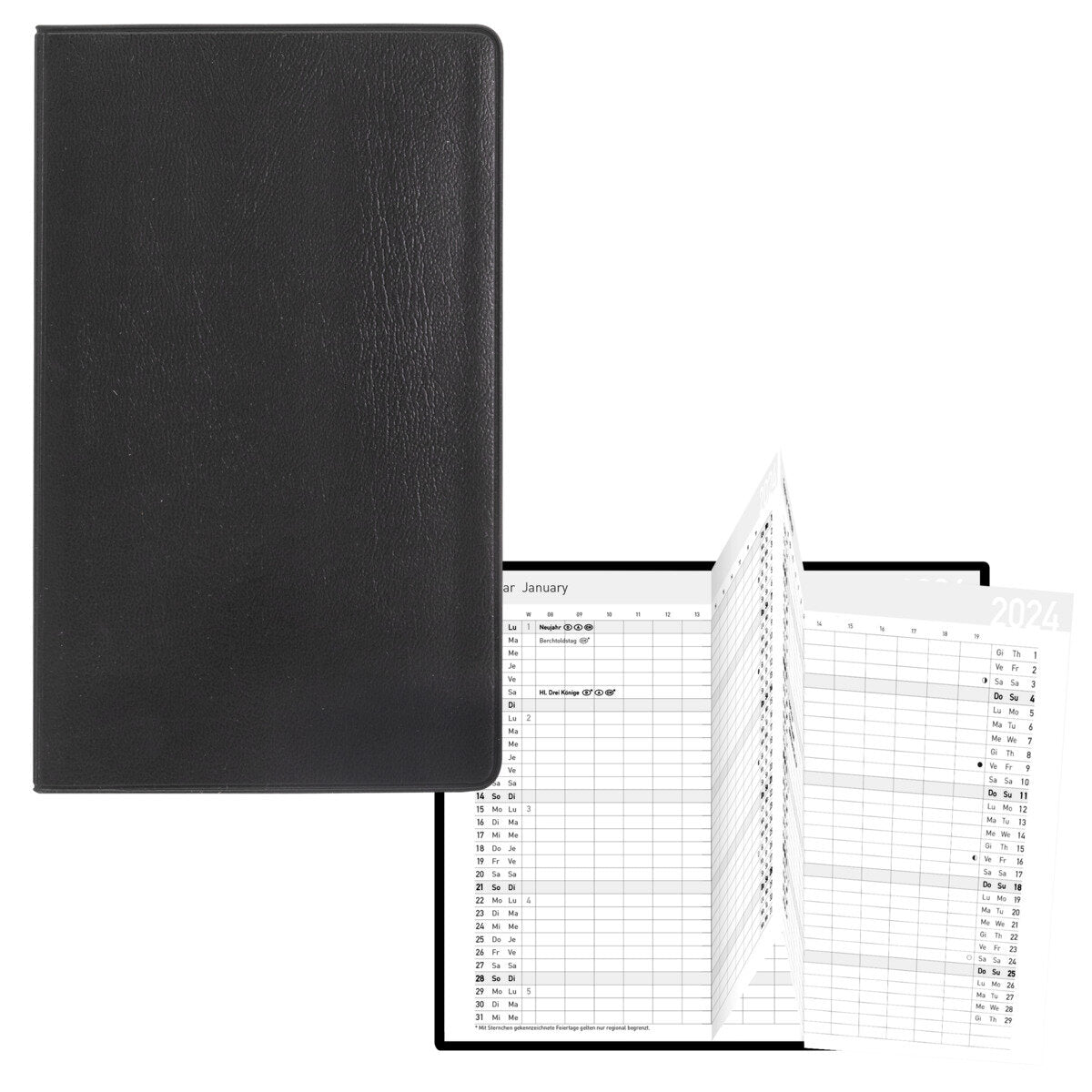 Idena Taschenplaner 2024 Leporello schwarz FSC-Mix