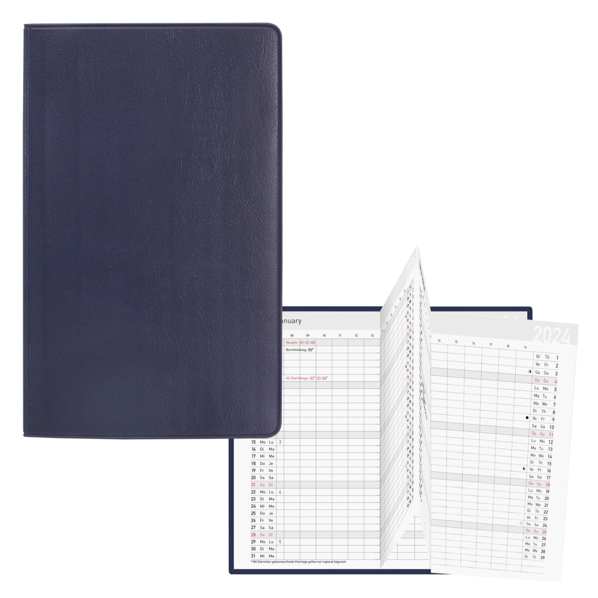 Idena Taschenplaner 2024, Leporello blau FSC-Mix