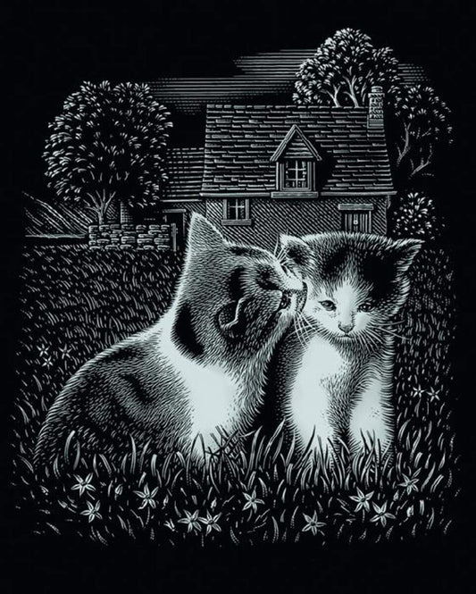 Mammut 136010 Kratzbild groß silber, Spielende Katzen