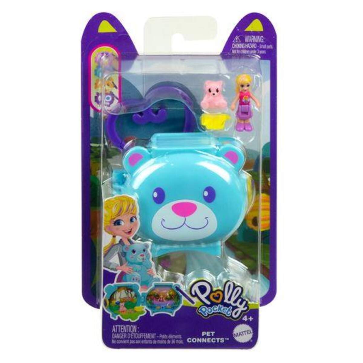 Mattel Polly Pocket Steckspaß Tiere Mini-Schatullen, 1 Stück, 8-fach sortiert
