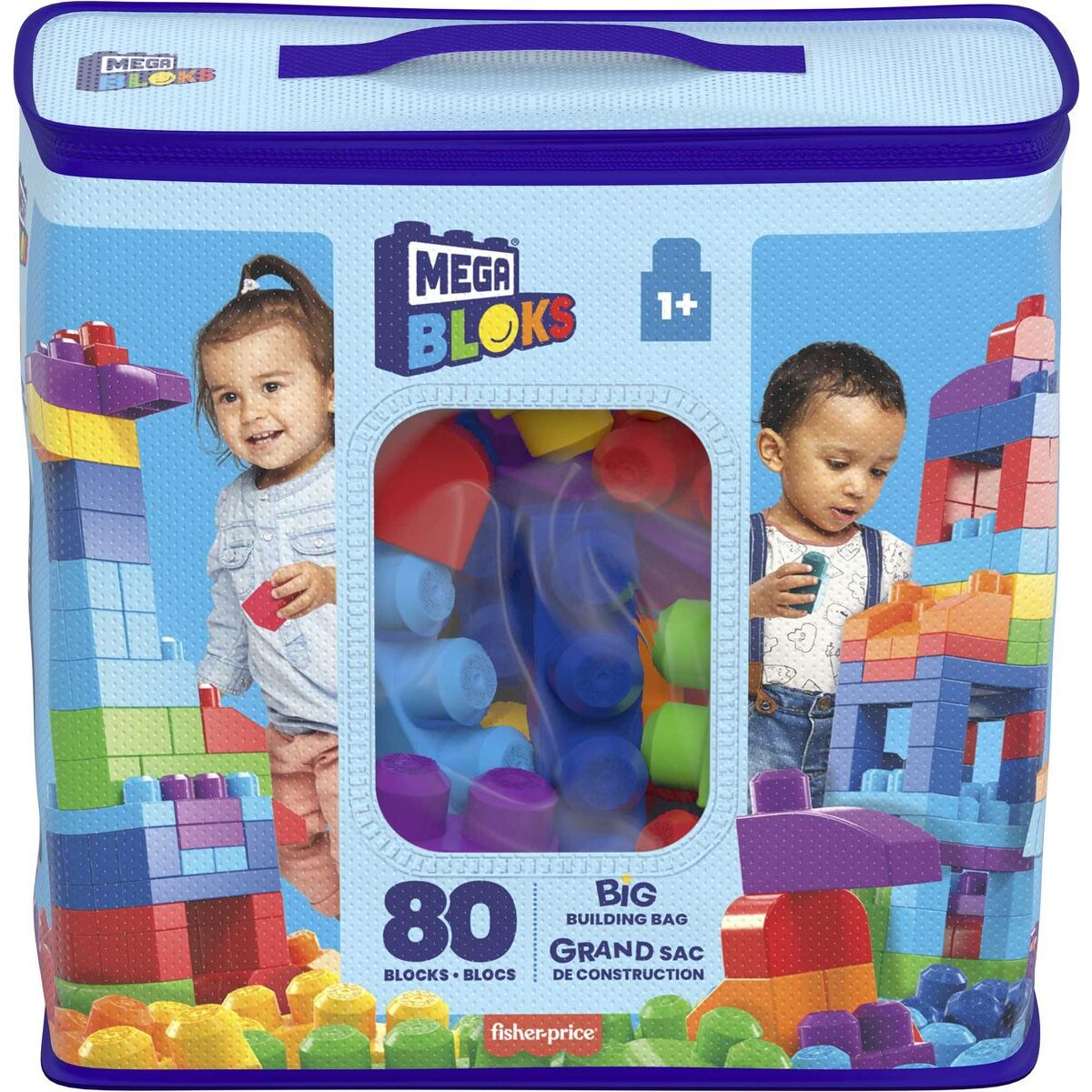 Mega Bloks Bausteinebeutel Groß Grundfarben, 80 Teile