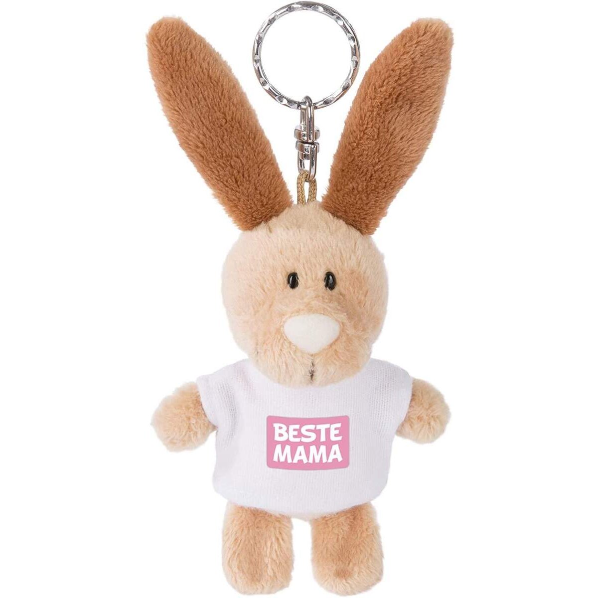 NICI Schlüsselanhänger Hase mit T-Shirt Beste Mama 10cm, beige