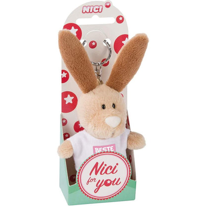 NICI Schlüsselanhänger Hase mit T-Shirt Beste Mama 10cm, beige