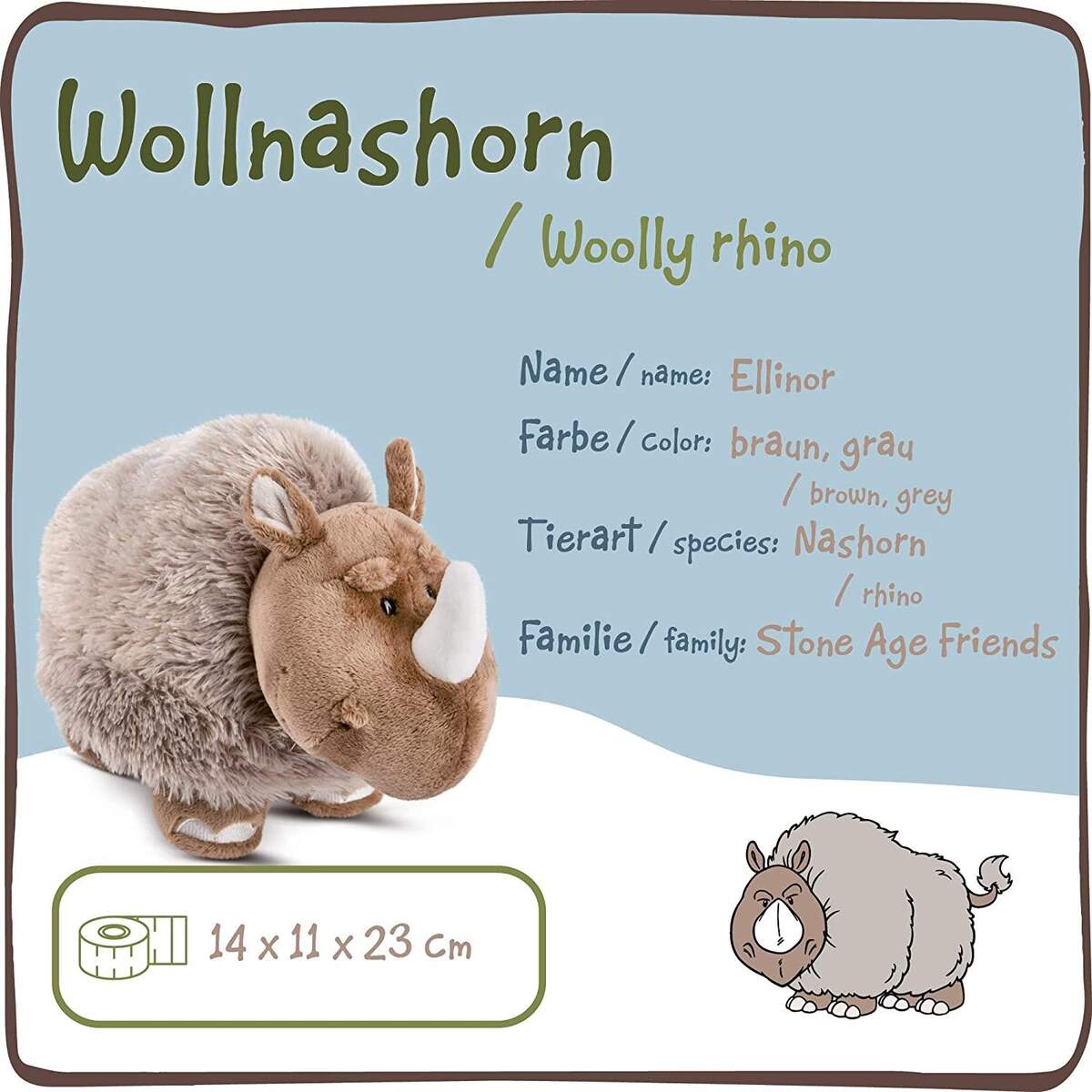NICI Wollnashorn Ellinor, 23 cm