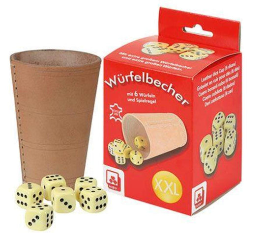 Nürnberger Spielkarten Würfelbecher Leder XL mit Würfel in Faltschachtel
