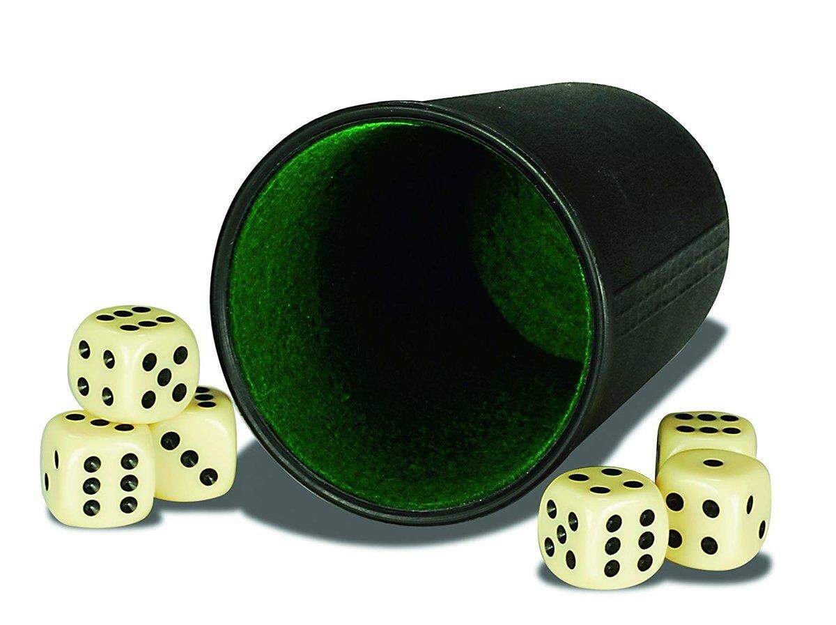 Nürnberger Spielkarten Würfelbecher mit Filzeinlage und Würfel in Faltschachtel