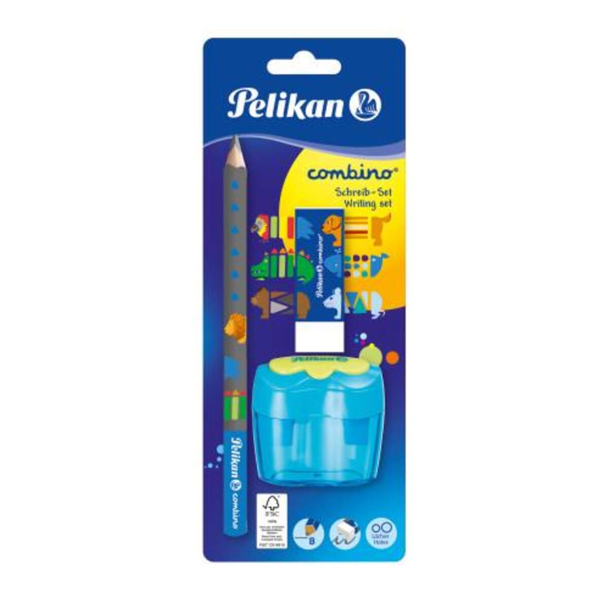 Pelikan Set Combino 3tlg. Schreiblernbleistift, Radierer & Anspitzer, sortiert in pink oder blau