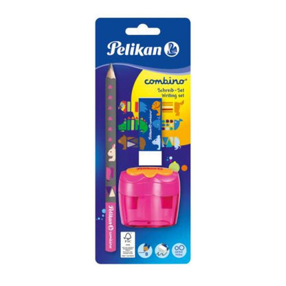 Pelikan Set Combino 3tlg. Schreiblernbleistift, Radierer & Anspitzer, sortiert in pink oder blau