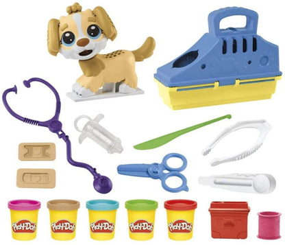 Play-Doh Tierarzt Spielset mit Spielzeughund, Tragebox, 10 Knetwerkzeugen und 5 Farben