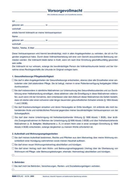 RNK Verlag Verlag Meine Patientenverfügung für 2 Personen